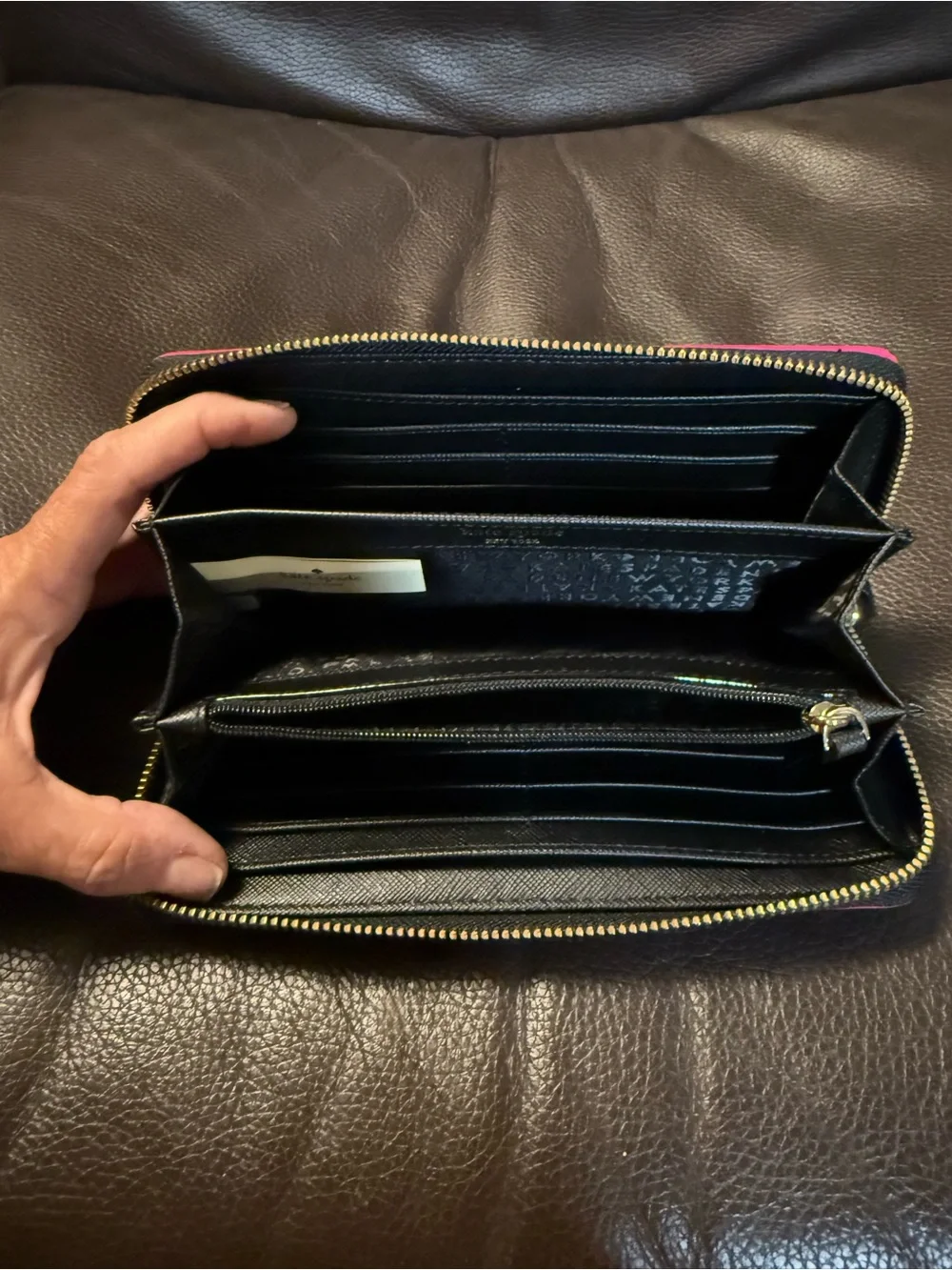 kate spade Hot Pink Zip Clutch with Gold Plaque